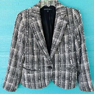 Lafayette 148 New York Black/White Soft Wool Tweed Blazer SIZE 12 EUC